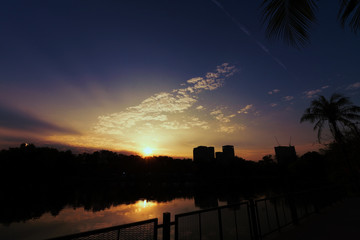 The sunrise beautiful and sky with cloud