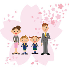桜　入学式　家族