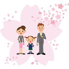 桜　入学式　親子