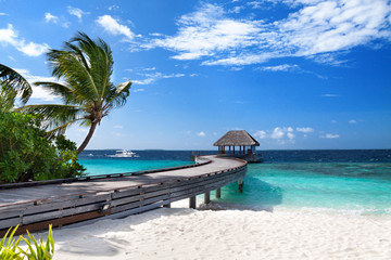 Fototapeta na wymiar Maldives island landscape on a sunny day