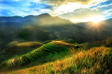 Zelfklevend Fotobehang Mucangchai terrasvormig rijstveld © vutuankhanh