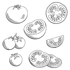 Tomato graphic black white isolated sketch illustration vector