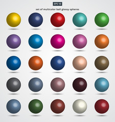 set of multicolor ball glossy spheres Vector illustration
