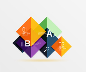 Overlapping square infographics