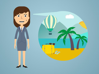 woman dreaming about his vacation