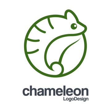 Chameleon Logo, Abstract Logo of Chameleon, Circle Logo Outline of Chameleon 