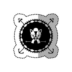 emblem cat hunter hipster city icon, vector illustration