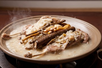 hanbang ori baeksuk. Boiled Duck with Rice and Medicinal Herbs