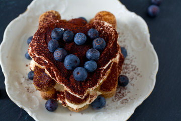 heart-shaped tiramisu dessert