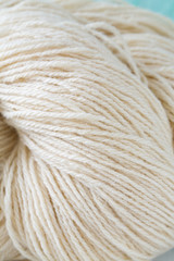 natural white wool yarn close up