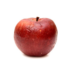 Red rotten apple isolated, natural color and texture