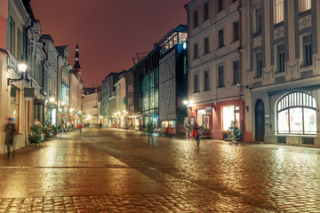 Fototapeta na wymiar night view of the street, Tallinn