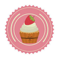 emblem muffin cupcakes icon design, vector illustration