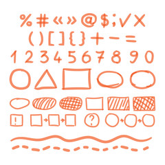 Marker Hand Written Doodle Numbers And Symbols Vector