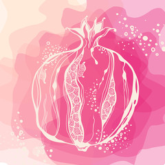 Background with pastel stylized pomegranate. Vector