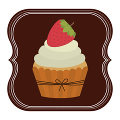 emblem muffin cupcakes icon design, vector illustration