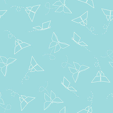Seamless Pattern with Origami Butterfly