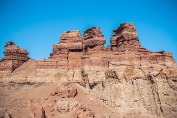 Fototapeta na wymiar Charyn Canyon in Kazakhstan. The Valley of Castles
