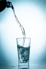 slice of drops in a glass of water