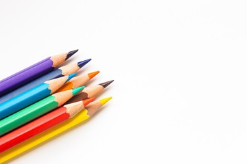 Color pencil and pencil on white background