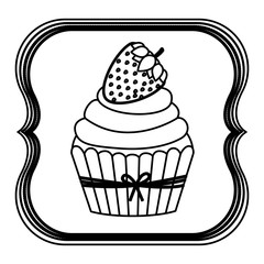 emblem muffin cupcakes icon design, vector illustration