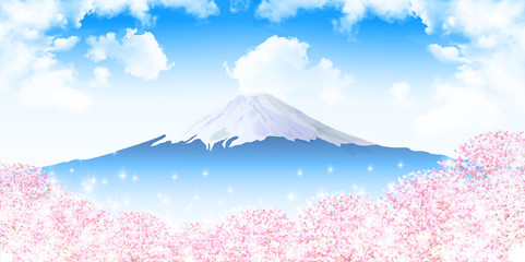 Fototapeta premium 桜 春 富士山 背景