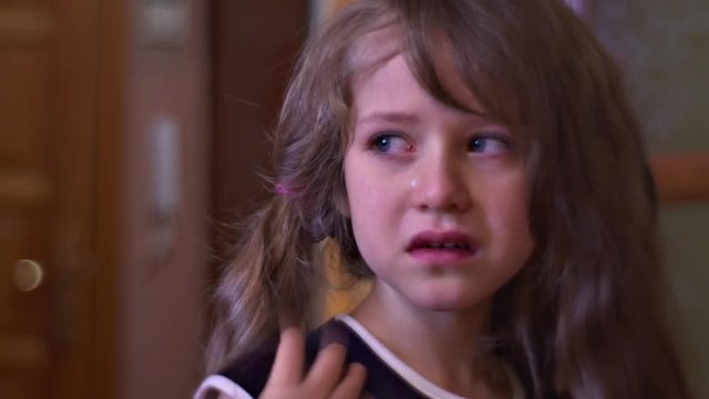 Close up Little Girl With Disheveled Blonde Hair