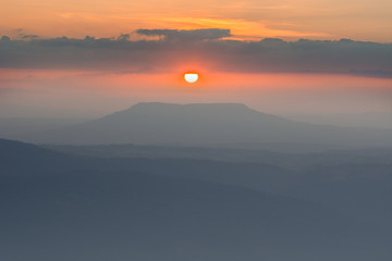 Sunset over the mountains a beautiful time.