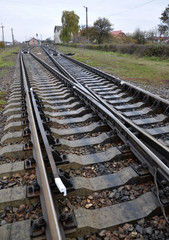 Railway with concrete sleepers and steel rails