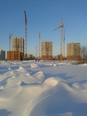 new houses in the winter, construction