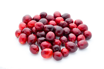 Cranberries top view. Red, ripe cranberries macro view.