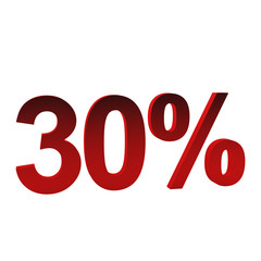 30 percent off, 3d render. Isolated on white