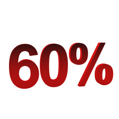 60 percent off, 3d render. Isolated on white