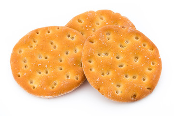 Short pastry cookies isolated on white background.