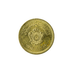 1 libyan millieme coin reverse isolated on white background