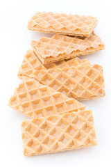 Waffle with crem isolated on white background.