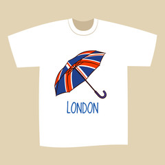 T-shirt Print Design London British Umbrella