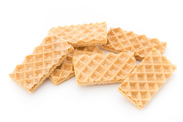 Waffle with crem isolated on white background.
