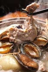  jeonbok  Baeksuk. Whole Chicken Soup with Abalones