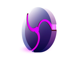 futuristic circular object with glowing neon white background