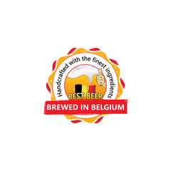 Brewed in Belgium - Best Beer sticker advertising for pubs,clubs, restaurants and breweries. Handcrafted with the finest ingredients. Print colors used.