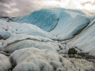 Spectacular landscape of Matanuska Glacier in summer, Matanuska Glacier State Recreation Area, just two hours from Anchorage in Alaska, USA.