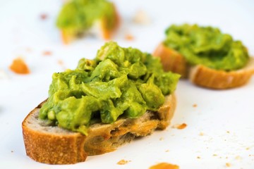 Guacamole spread on bread
