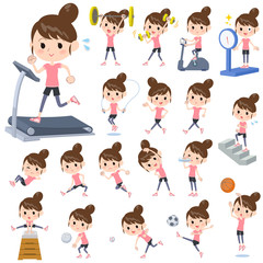 Bun hair mom Sports & exercise／同じシリーズはtoyotoyoポートフォリオ内から「親しみ　デフォルメ」と検索してください