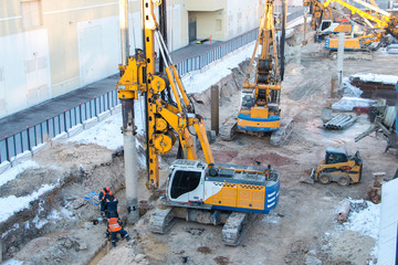 construction site and workers