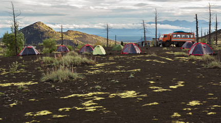 Campground in Dead wood - consequence of a catastrophic release of ash during the eruption of volcano in 1975 Tolbachik