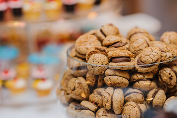 Sandwich cookies with chocolate cream