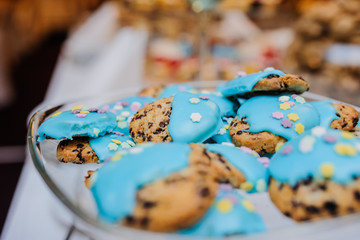 Cookies with blue cream