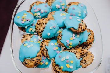 Cookies with blue cream