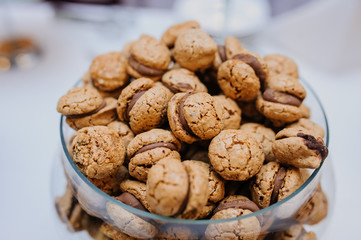 Sandwich cookies with chocolate cream